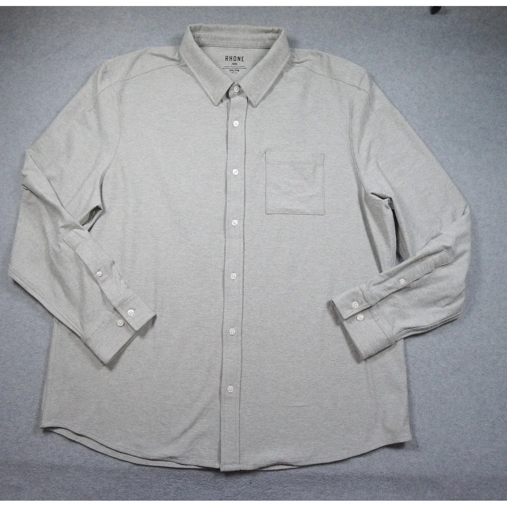Rhone Shirt Mens 2XL XXL Gray Button Up Long Sleeve Stretch Outdoors Collared